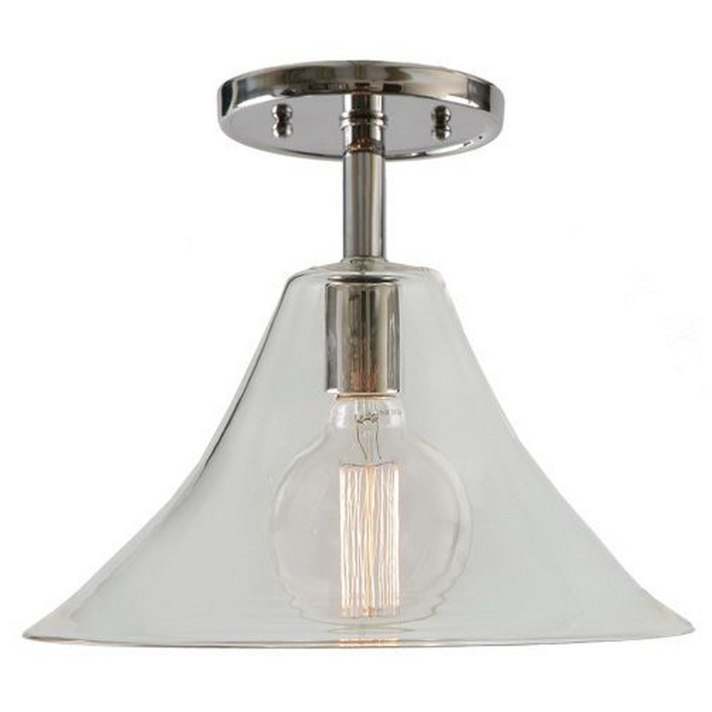 JVI Designs-1301-15 G8-Grand Central - 9.5 Inch One Light Clear Semi-Flush Mount Polished Nickel  9.5 Clear Glass